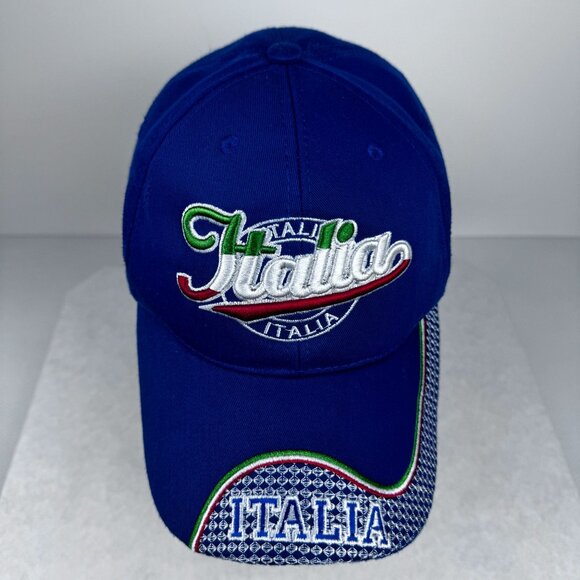 Italia Embroidered Blue Baseball Cap Adjustable Hook and Loop Italy Hat OSFM - Picture 5 of 9